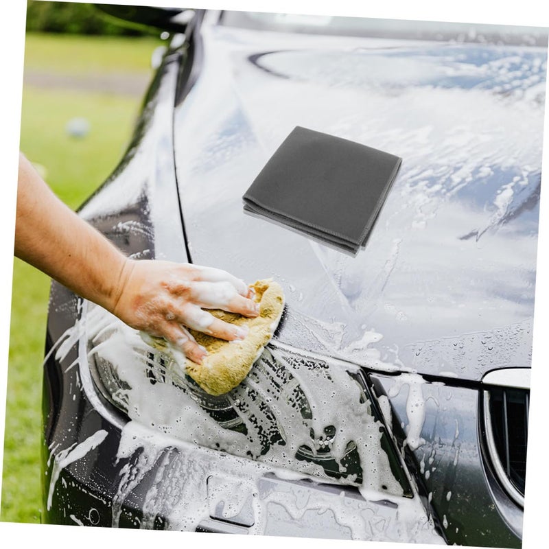 Two double-sided microfiber cloths for car cleaning, soft and absorbent, from My Store 5, shown with a car washing scene.