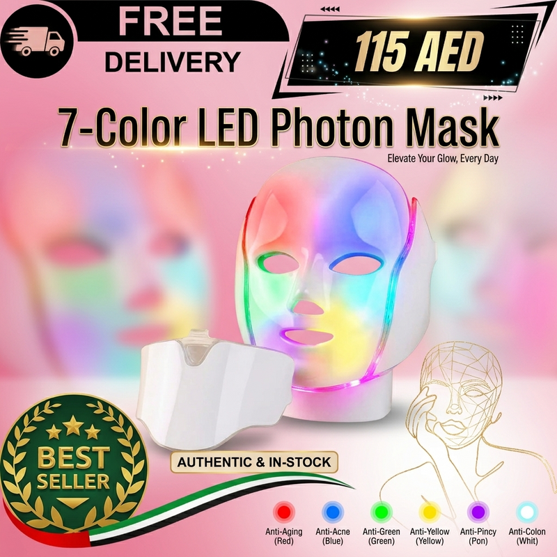 White LED Photon Rejuvenation Face Mask Front View – Home LED Light Therapy Skincare Device UAE