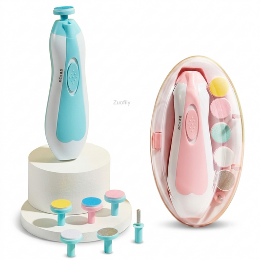 Baby Electric Nail Trimmer Set with 6 cushioned filing heads