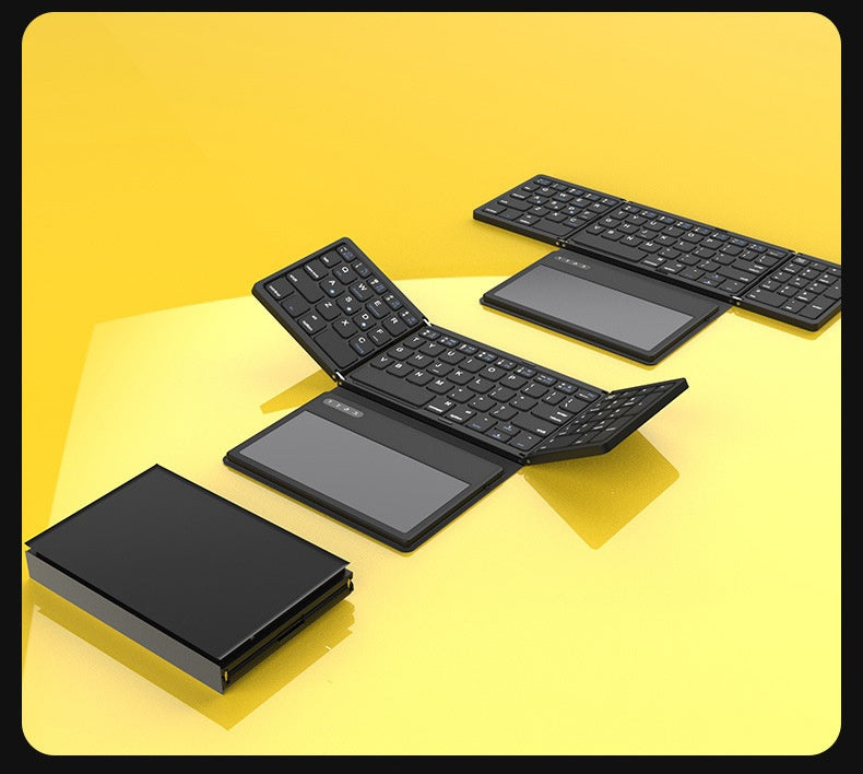 My Store 5 B055 business leather large touch Bluetooth folding keyboard with sleek design and full-sized keys.