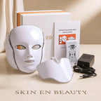LED Photon Rejuvenation Face Mask Kit with Controller and Neck Attachment – 7 Color LED Light Therapy UAE