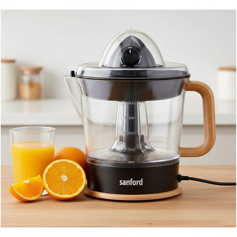 Sanford adjustable pulp citrus juicer by My Store 5 with anti-slip base and dust cover for fresh juice extraction in home kitchens.
