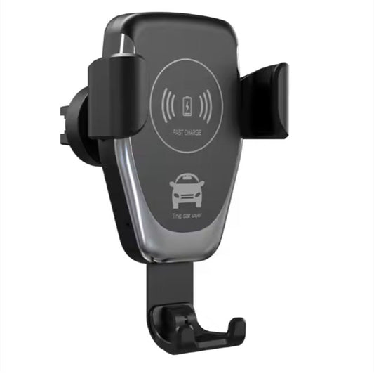 Auto clamping wireless car charger from My Store 5, 15W fast Qi charging, holds iPhone or Android securely in a sleek car phone holder.