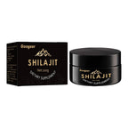 Googeer Pure Himalayan Shilajit Resin 100g jar showing official premium gold embossed branding on sleek black packaging box.