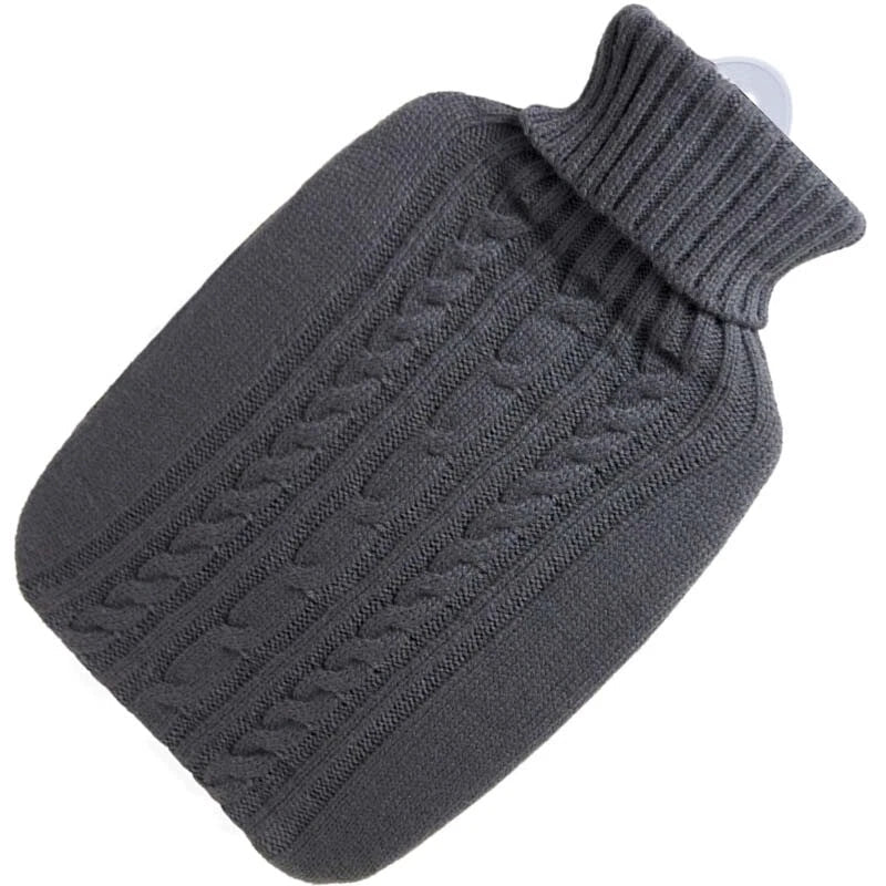 Knitted cover for hot water bag by My Store 5, showing a cozy, patterned knit design in warm colors.