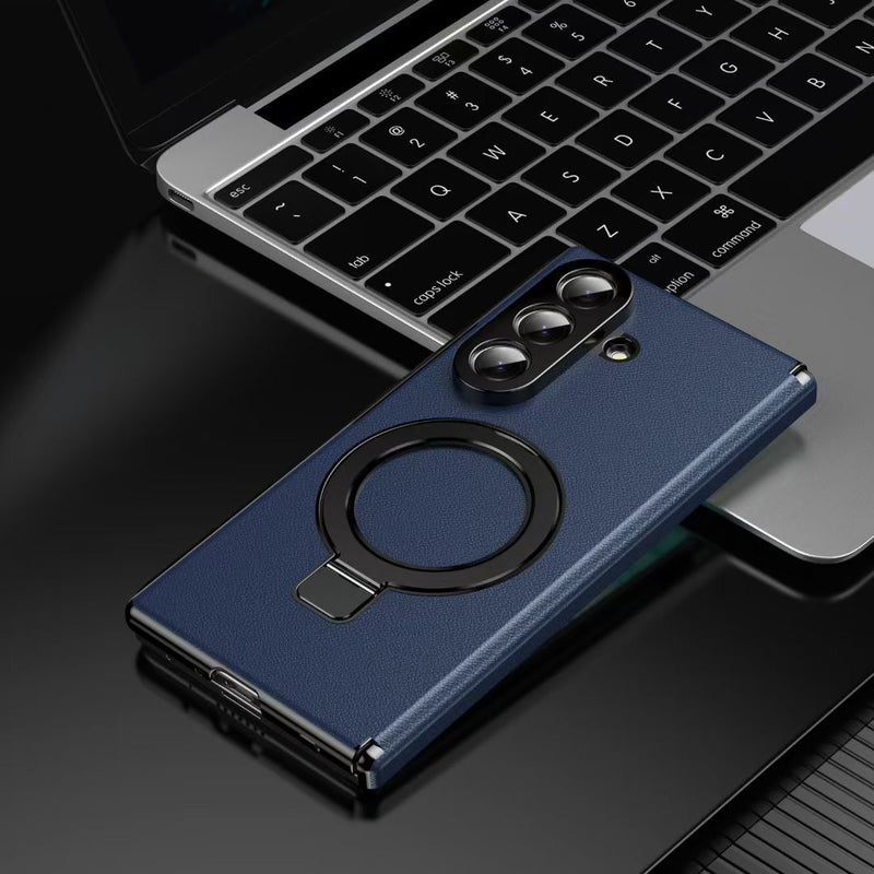 Magnetic ring case for Samsung Galaxy Z Fold, foldable shockproof silicone cover with magnetic grip and ring attachment for secure hold