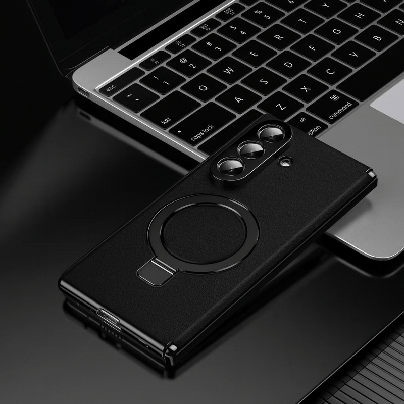 Magnetic ring case for Samsung Galaxy Z Fold by My Store 5, foldable shockproof silicone case with magnetic grip and clear design.